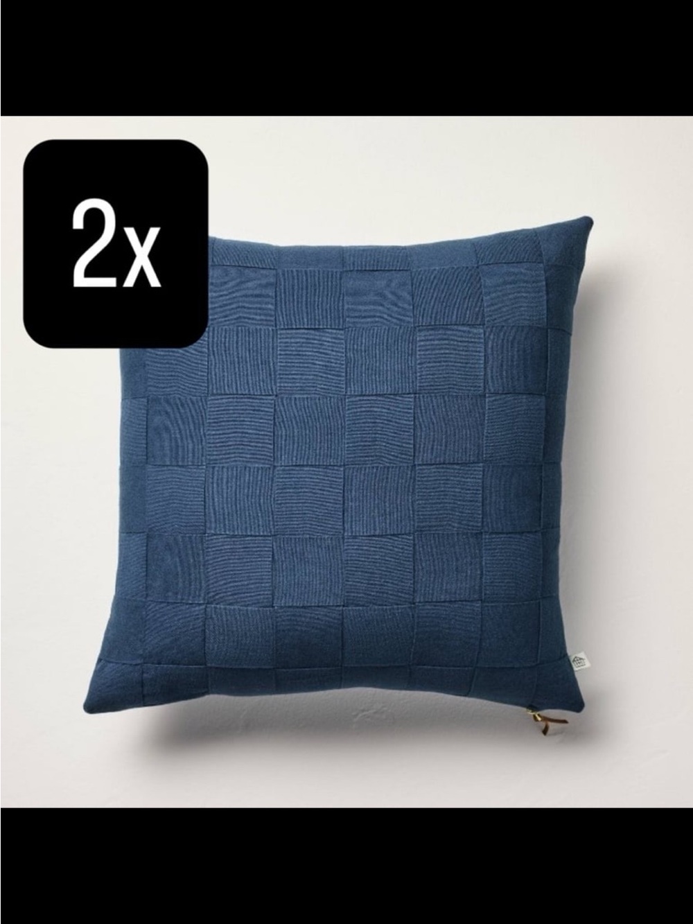 Set of 2 Basket-Weave Square Throw Pillows - Hearth & Hand with Magnolia Navy